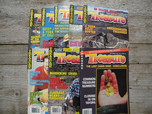 Lot old 1990s back issues Treasure magazines, metal detecting etc.