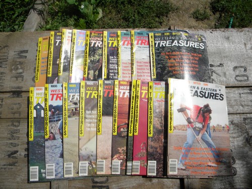 Lot old Western & Eastern Treasures magazines, full years 80s back issues