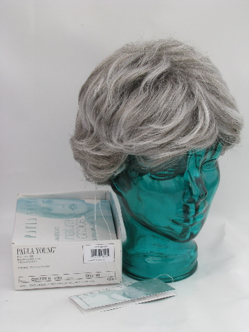 Lot Paula Young short wigs, brunette, ash blonde, grey hair, sz large