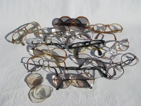 Lot retro vintage 70s-80s eyeglasses, sunglasses, glasses frames, parts