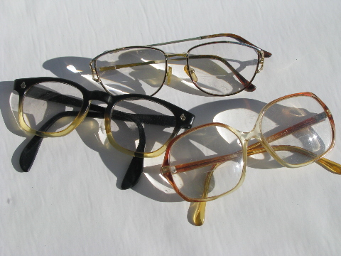 Lot retro vintage 70s-80s eyeglasses, sunglasses, glasses frames, parts