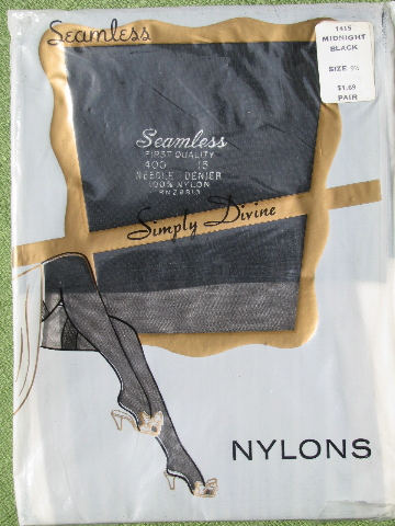 Lot retro vintage nylon stockings lot, sheer black mesh, glitter colors