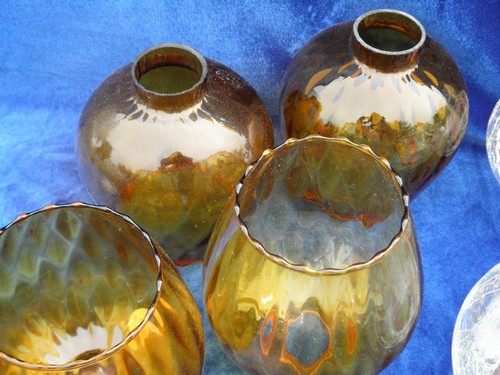Lot vintage blown glass light lamp shades, new old stock Sweden & Mexico