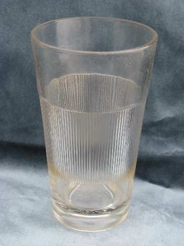 Lot vintage glass measures, drink mixers shakers jars, large malt glasses