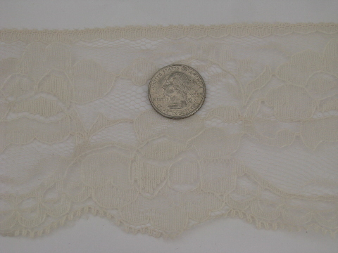 Lot vintage lingerie sewing trim, nylon lace, ruffles and insertions