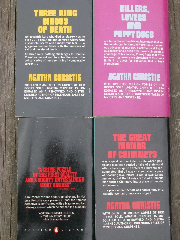 Lot vintage mystery paperbacks, retro pulp style all Agatha Christie