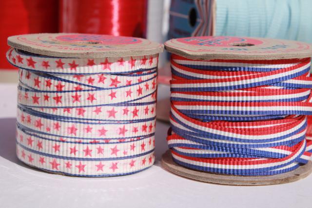 lot vintage ribbon, red white blue gift wrap ribbons for garlands, party streamers?