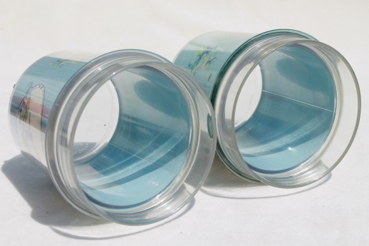 Love Birds Thermo-Serv insulated plastic glasses, lovebirds bluebird print tumblers