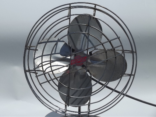 Machine age  vintage Air Castle electric fan, heavy industrial steel fan