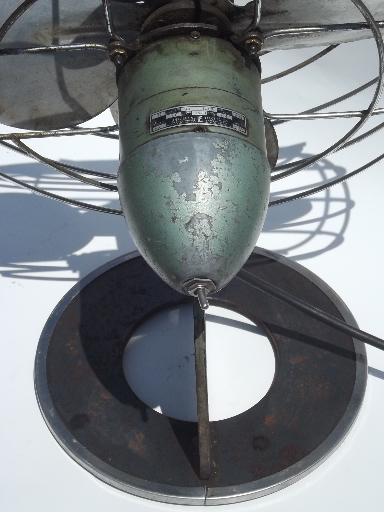 Machine age  vintage Air Castle electric fan, heavy industrial steel fan