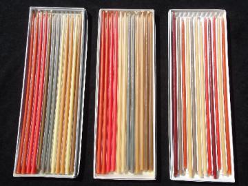 MCM Danish modern tiny taper candles,   tall skinny retro flower  candle lot