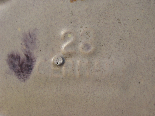 MCM vintage covered dish or box, Germany drip glaze pottery, mod flower