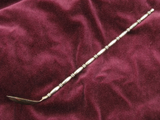 MCM vintage Italy silver plate rod handle olive spoon / cocktail mixer