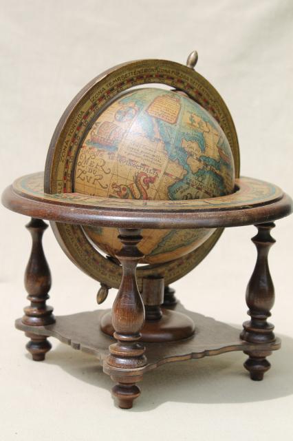 Medieval Style Astrolabe Sphere Decorative Wood Globe 60s