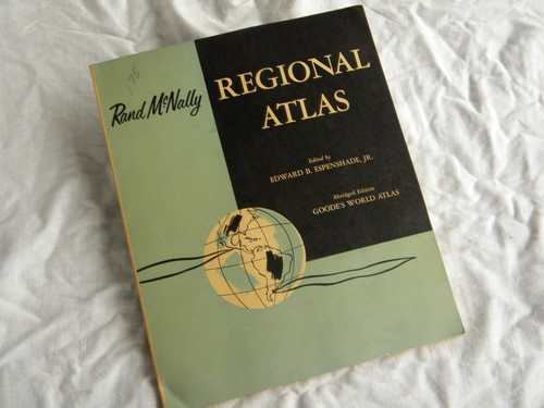 Mid century 1950s Rand McNally atlas w/ full color maps