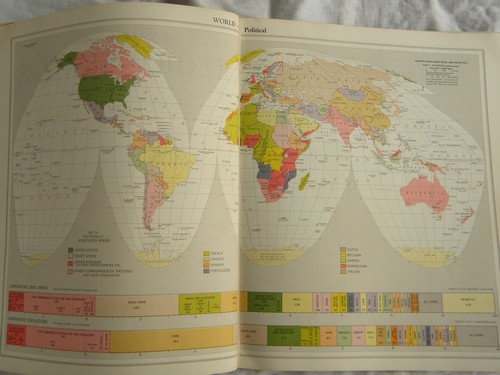 Mid century 1950s Rand McNally atlas w/ full color maps