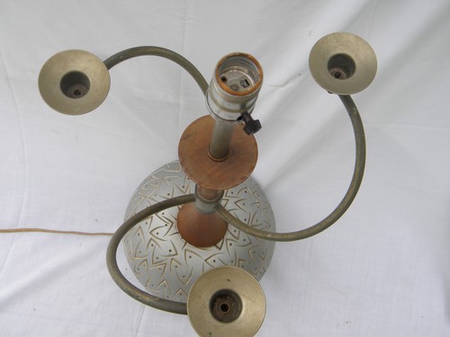 Mid century boomerang FAIP art ceramic lamp and candelabrum Mad Men vintage