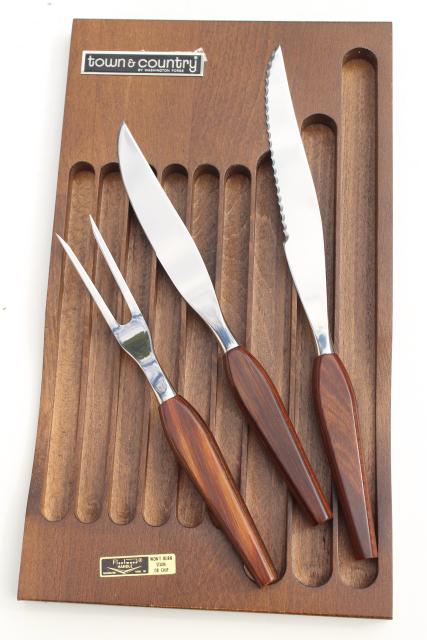 mid century modern vintage Fleetwood Washington Forge stainless steak knives carving set