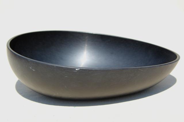 mid century modern vintage Grainware Made in California black plastic egg shaped bowl