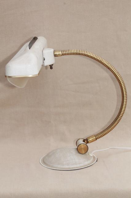 mid century modern vintage gooseneck lamp, retro mod desk lamp or task work light