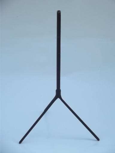 Mid-century mod black steel tripod table lamp base, 50s 60s vintage