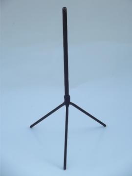 Mid-century mod black steel tripod table lamp base, 50s 60s vintage