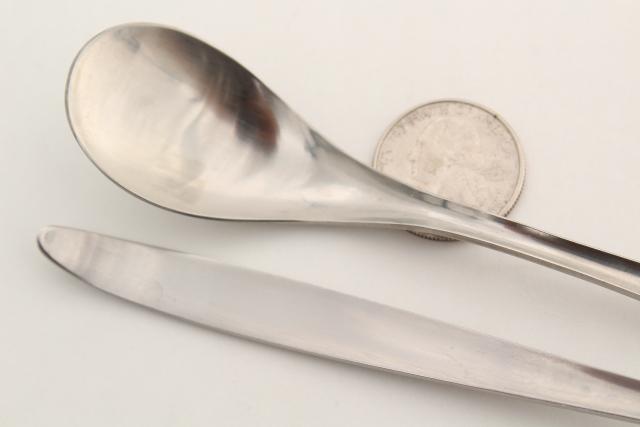 mid-century mod minimalist stainless flatware, Towle Lauffer long iced tea spoons