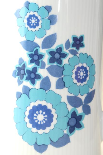 mid-century mod vintage blue daisy flowers coffee pot, Mitterteich Bavaria china