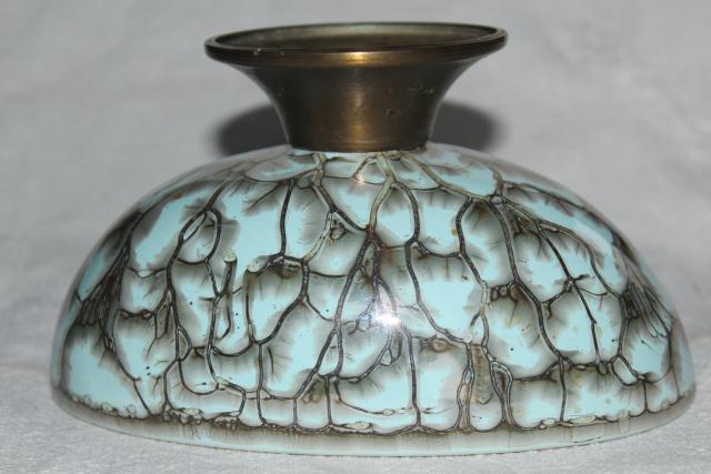 mid-century mod vintage ceramic planter, marbled aqua egg shape pedestal bowl