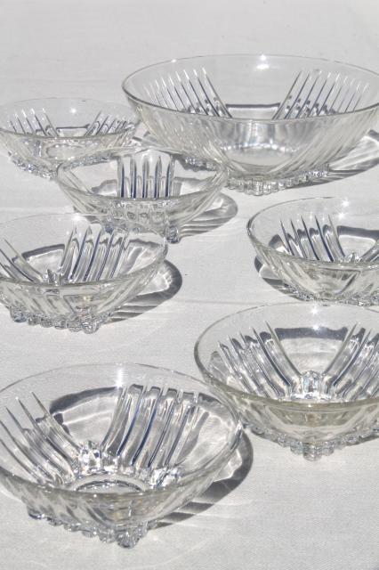 mid-century mod vintage deco style Park Avenue Federal glass salad bowls set
