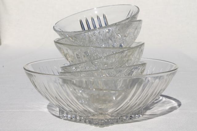 mid-century mod vintage deco style Park Avenue Federal glass salad bowls set
