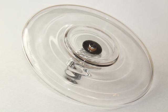 mid-century mod vintage glass serving tray w/ buenilum aluminum center handle