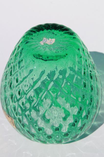 mid-century mod vintage mint green hand blown glass vase, Pilgrim West Virginia art glass