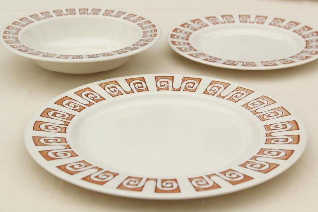 mid-century mod vintage pottery dinnerware, Olympia pattern Royal china made for Sears