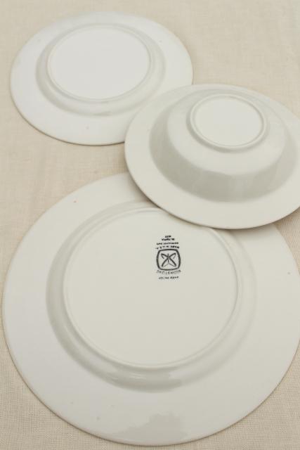 mid-century mod vintage pottery dinnerware, Olympia pattern Royal china made for Sears