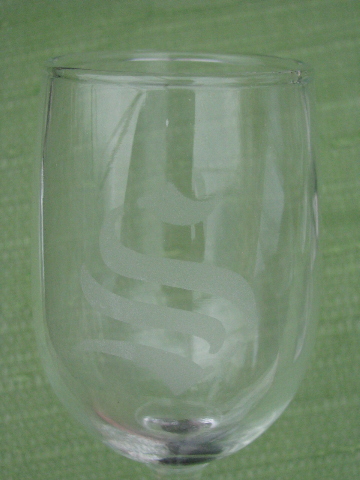 Mid-century mod vintage silver fade wine glasses, S monogram goblets