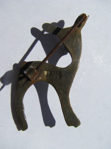 Mid-century mod vintage sterling silver pin w/ deer, danish modern vintage