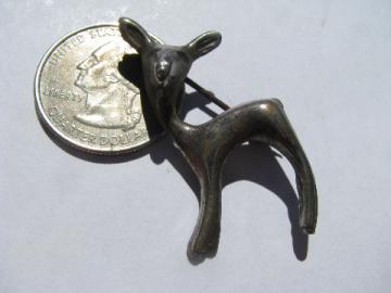 Mid-century mod vintage sterling silver pin w/ deer, danish modern vintage