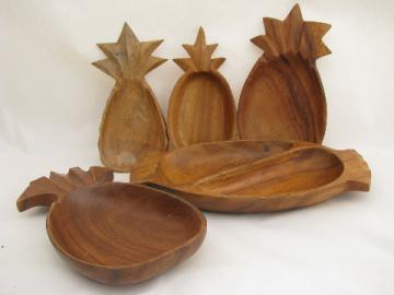 Mid-century mod vintage woodenware from Hawaii - pineapple wood bowls