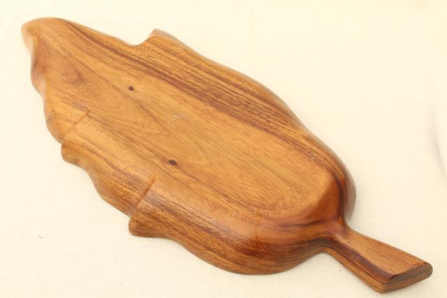 mid-century mod wood bowl w/ divided sections for snacks, tiki bar retro vintage serving dish