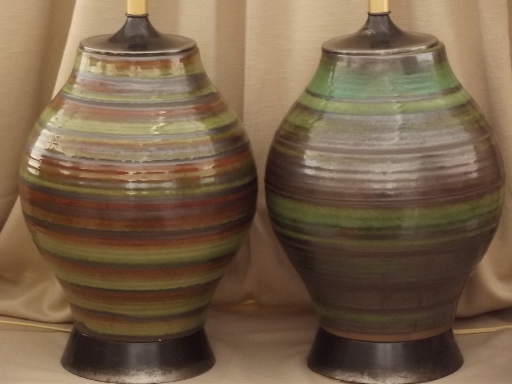 Mid-century modern ceramic lamps, 50s 60s retro danish mod vintage