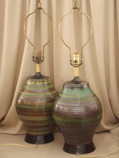 Mid-century modern ceramic lamps, 50s 60s retro danish mod vintage