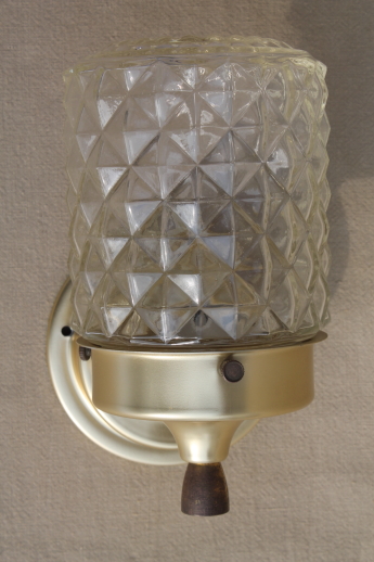 Mid-century modern spun aluminum wall sconce light w/ glass lantern shade