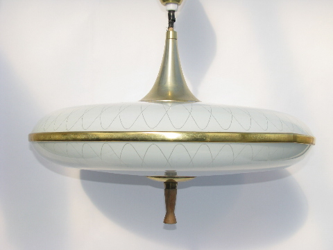 Mid-century modern vintage 1950's flying saucer hanging light