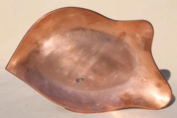 mid-century modern vintage free form solid copper metal dish, mod amoeba shape