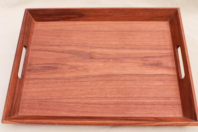 mid-century modern vintage teak wood serving tray, Kalmar - Thailand label