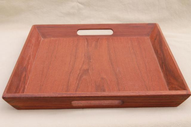 mid-century modern vintage teak wood serving tray, Kalmar - Thailand label