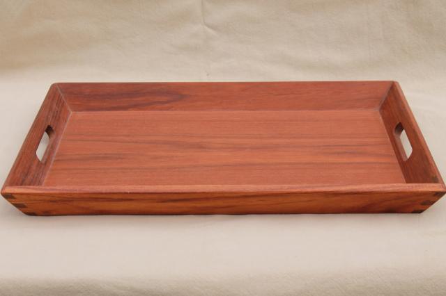 mid-century modern vintage teak wood serving tray, Kalmar - Thailand label