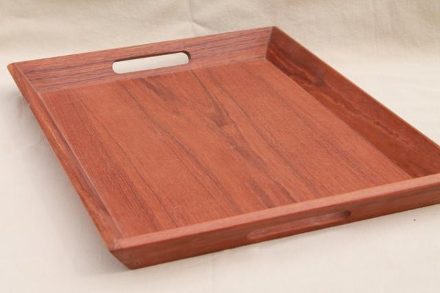 mid-century modern vintage teak wood serving tray, Kalmar - Thailand label