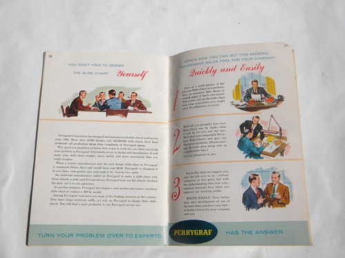 Mid-century Perrygraf die-cut slide chart catalog vintage advertising